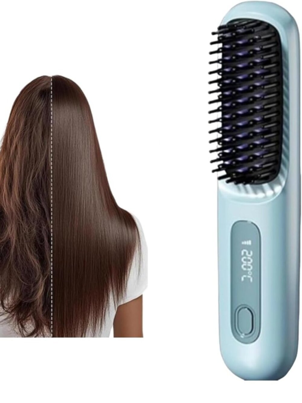 Cordless Hair Straightener Brush Portable Fast Heating Comb for ladies